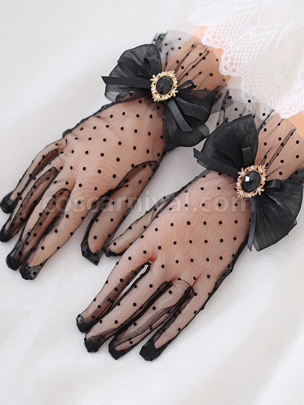 Sweet Lolita Accessories White Bows Polka Dot Accessory Polyester Fiber Miscellaneous coscarnival