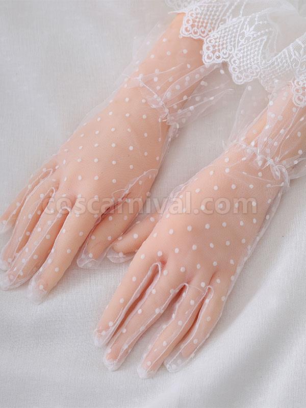 Sweet Lolita Accessories White Bows Polka Dot Accessory Polyester Fiber Miscellaneous coscarnival