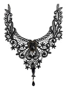 Gothic Lolita Necklace Black Lace Cut Out Heart And Flower Lolita Choker Collar coscarnival