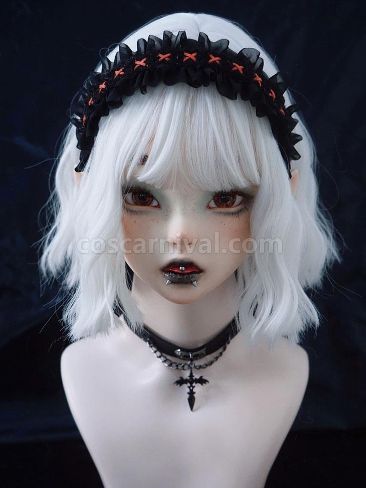 Gothic Lolita Accessories Black Ruffles Polyester Headwear Miscellaneous coscarnival