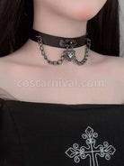 Gothic Lolita Choker Metal Details Hearts Pattern Metal Miscellaneous Black Lolita Choker coscarnival