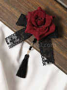 Gothic Lolita Accessories Burgundy Fringe?Lace Headwear Polyester Miscellaneous coscarnival