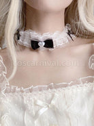 Sweet Lolita Accessories Red Bows Lace Choker Polyester Fiber Miscellaneous coscarnival