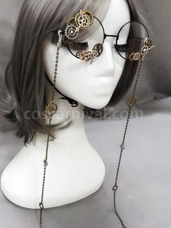 Vintage Lolita Glasses Steampunk Gear Chains Bronze Lolita Costume Accessories coscarnival