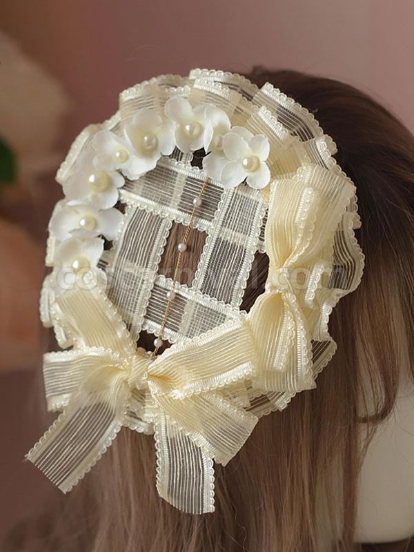 ROCOCO Style Lolita Accessories Ecru White Lace?Flowers Headwear Polyester Miscellaneous coscarnival