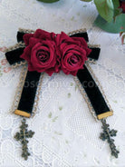 Sweet Lolita Brooches Rose Flower Bows Cross Pendant Stylish Lolita Accessories coscarnival