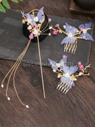 Chinese Style Lolita Accessories Purple Butterfly Headwear Metal Miscellaneous coscarnival