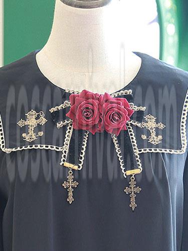 Sweet Lolita Brooches Rose Flower Bows Cross Pendant Stylish Lolita Accessories coscarnival