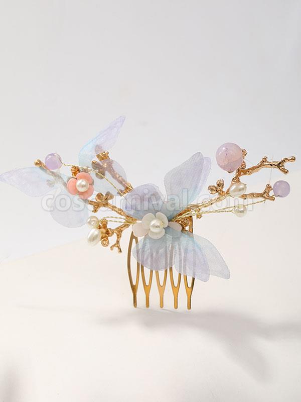Chinese Style Lolita Accessories Purple Butterfly Headwear Metal Miscellaneous coscarnival