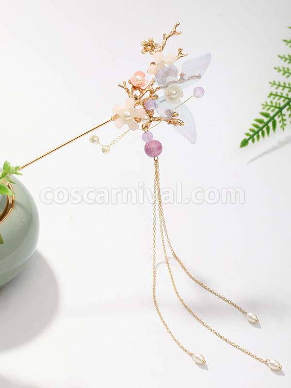 Chinese Style Lolita Accessories Purple Butterfly Headwear Metal Miscellaneous coscarnival