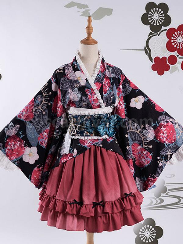 Kimono Lolita Accessories Light Green Bows Floral Print Polyester Miscellaneous coscarnival