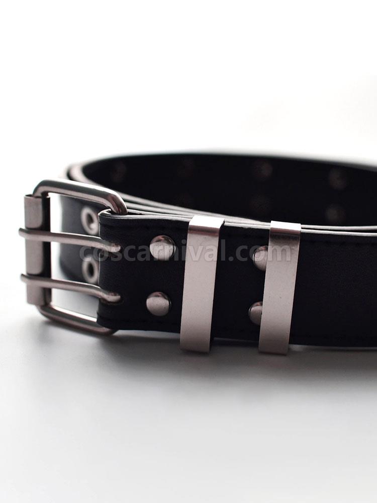 Gothic Lolita Accessories Black Grommets Sash PU Leather Miscellaneous coscarnival