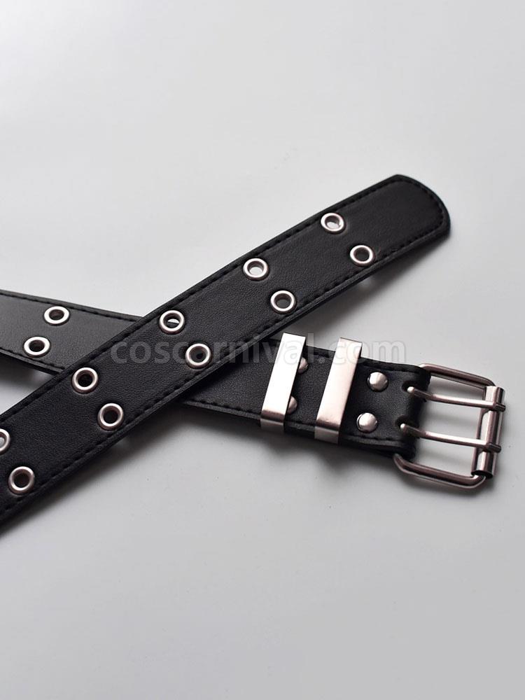 Gothic Lolita Accessories Black Grommets Sash PU Leather Miscellaneous coscarnival