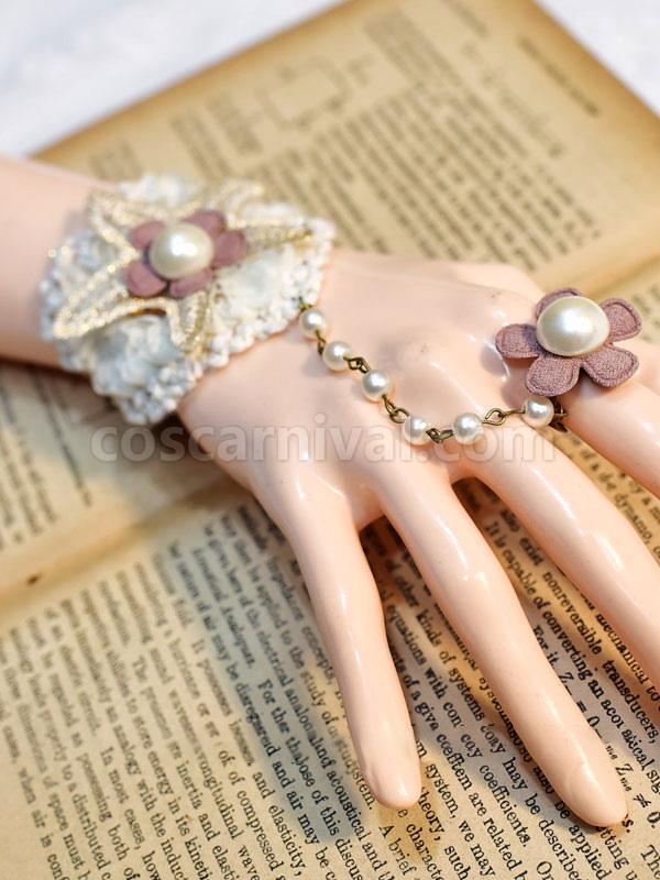 Sweet Lolita Accessories Apricot Lace?Chains?Flowers Polyester Fiber Accessory Lace Miscellaneous coscarnival