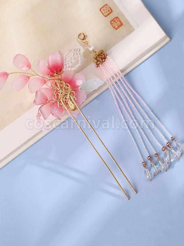 Chinese Style Lolita Accessories Pink Flowers?Chains Metal Headwear Miscellaneous coscarnival
