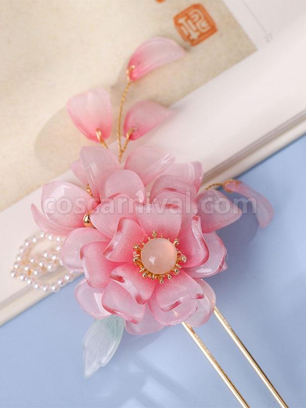 Chinese Style Lolita Accessories Pink Flowers?Chains Metal Headwear Miscellaneous coscarnival