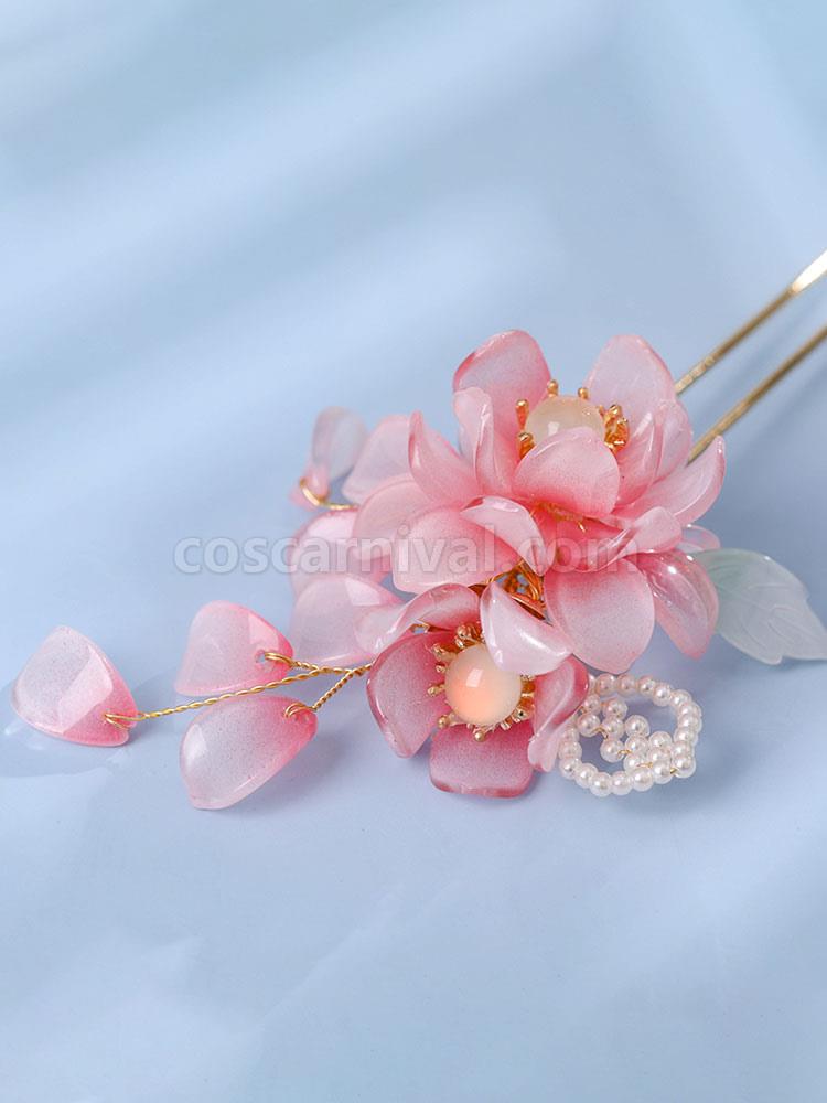 Chinese Style Lolita Accessories Pink Flowers?Chains Metal Headwear Miscellaneous coscarnival