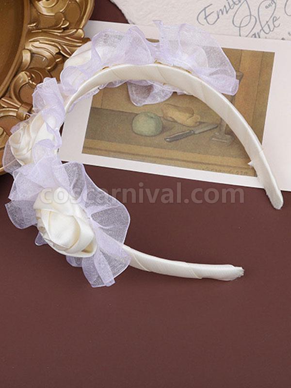 ROCOCO Style Lolita Accessories Ecru White Flowers Polyester Headwear Miscellaneous coscarnival