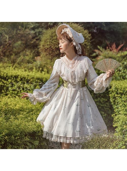 Look-For-Flower-Letter-Paper-Series-OP-Light-Yellow-Pearl-Chiffon-Elegant-Printing-Classic-Lolita-Long-Sleeve-Dress-coscarnival-41