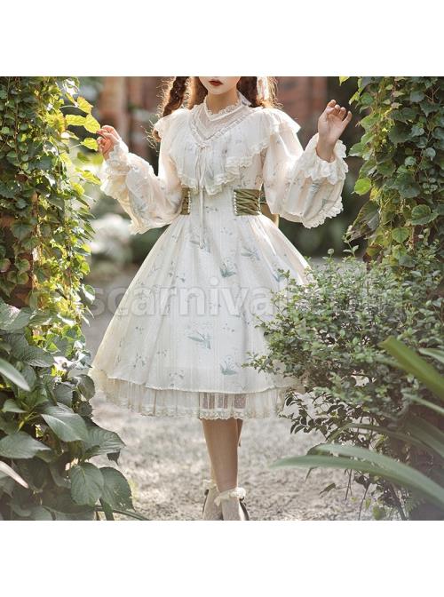 Look-For-Flower-Letter-Paper-Series-OP-Light-Yellow-Pearl-Chiffon-Elegant-Printing-Classic-Lolita-Long-Sleeve-Dress-coscarnival-47