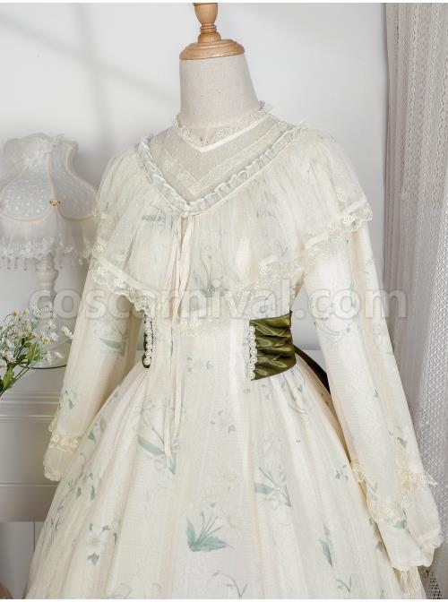 Look-For-Flower-Letter-Paper-Series-OP-Light-Yellow-Pearl-Chiffon-Elegant-Printing-Classic-Lolita-Long-Sleeve-Dress-coscarnival-57