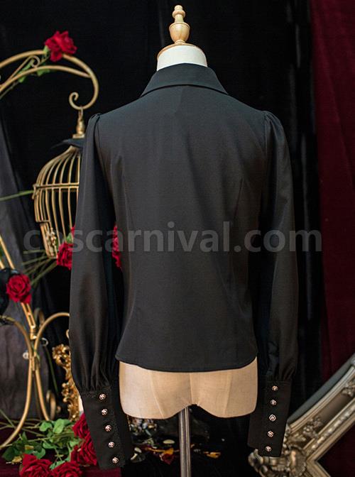 Love And Death Series Peaked Lapel Puff Sleeves Lolita Shirt coscarnival