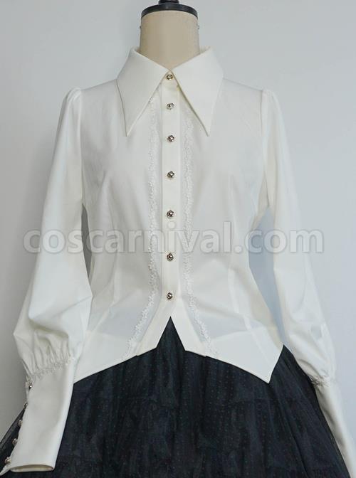 Love And Death Series Peaked Lapel Puff Sleeves Lolita Shirt coscarnival
