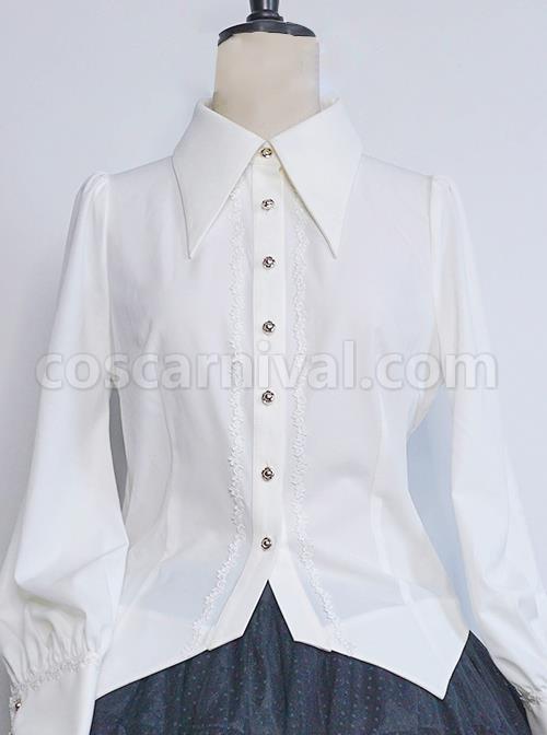 Love And Death Series Peaked Lapel Puff Sleeves Lolita Shirt coscarnival