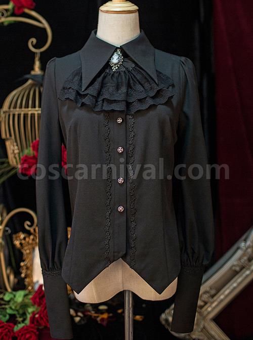 Love And Death Series Peaked Lapel Puff Sleeves Lolita Shirt coscarnival
