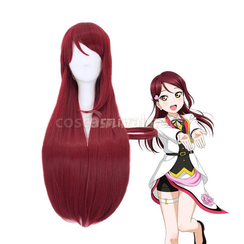LoveLive!Sunshine!! Sakurauchi Riko Long Wine Red Cosplay Wigs coscarnival011118410
