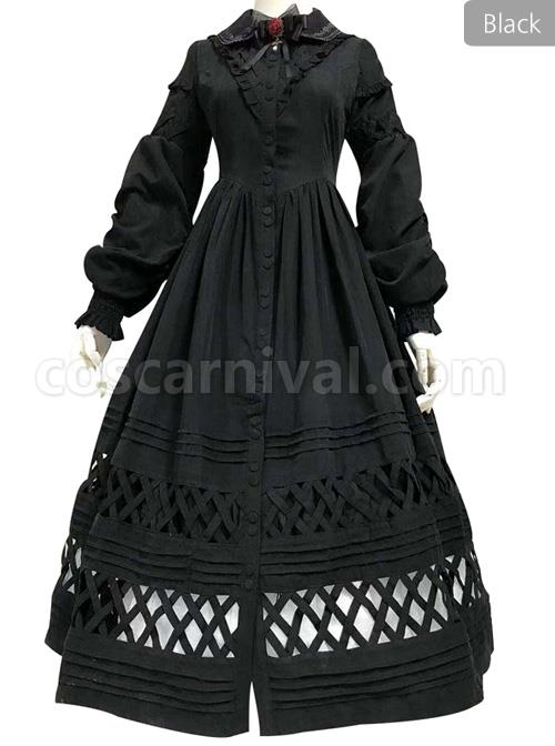 Lovely Long Sleeves Red Bow Cotton Lolita Dress coscarnival