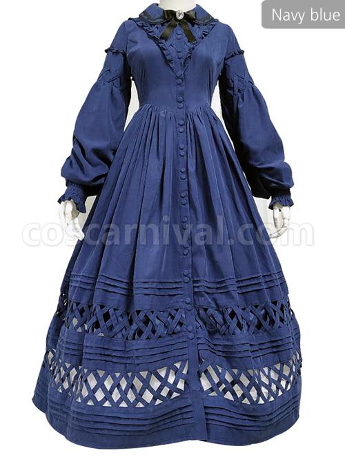 Lovely Long Sleeves Red Bow Cotton Lolita Dress coscarnival