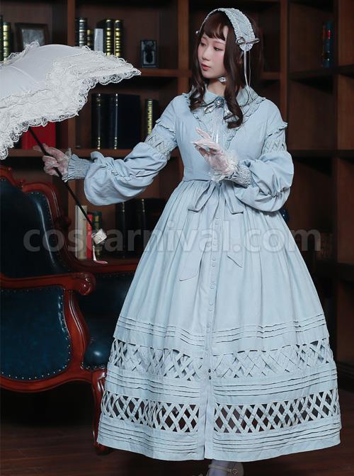 Lovely Long Sleeves Red Bow Cotton Lolita Dress coscarnival