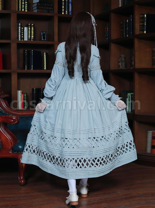 Lovely Long Sleeves Red Bow Cotton Lolita Dress coscarnival