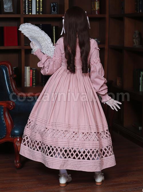 Lovely Long Sleeves Red Bow Cotton Lolita Dress coscarnival