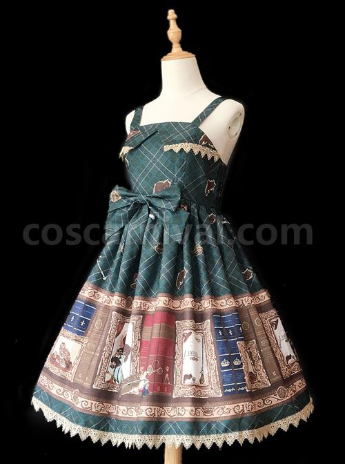 Magic-Dictionary-Series-Plaids-Printing-Classic-Lolita-Sling-Dress-coscarnival-4575