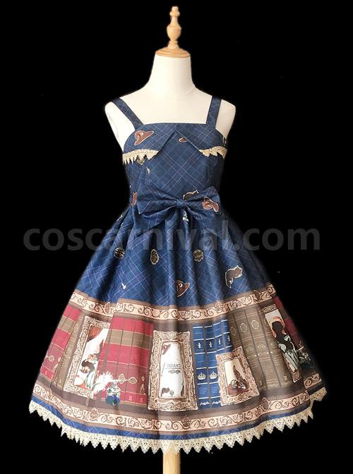 Magic-Dictionary-Series-Plaids-Printing-Classic-Lolita-Sling-Dress-coscarnival-4581