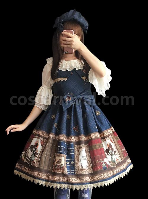 Magic-Dictionary-Series-Plaids-Printing-Classic-Lolita-Sling-Dress-coscarnival-4593