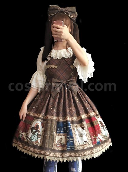Magic-Dictionary-Series-Plaids-Printing-Classic-Lolita-Sling-Dress-coscarnival-4609
