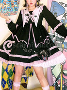 Magic House Series OP Cute Little Devil Cat Ears Pointed Collar Gothic Lolita Halloween Long Sleeve Thick Dress coscarnival