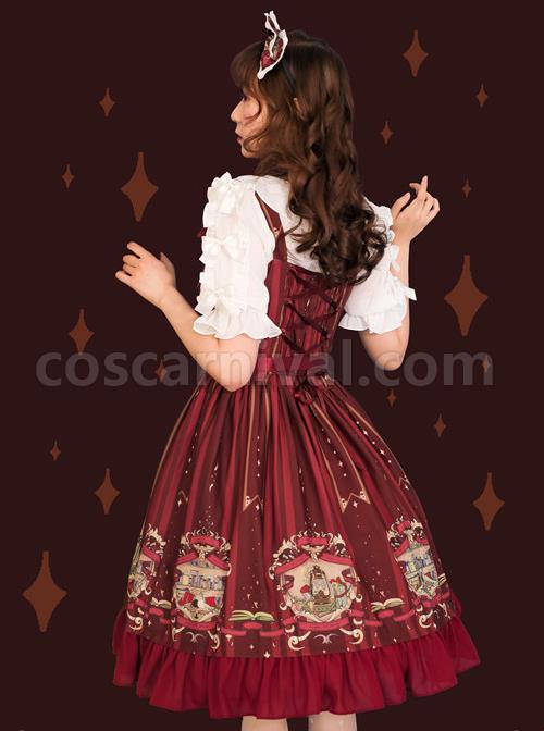 Magic-Tea-Party-Bedtime-Book-Series-Printing-JSK-Classic-Lolita-Sling-Dress-coscarnival-3745