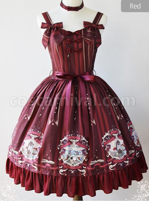 Magic-Tea-Party-Bedtime-Book-Series-Printing-JSK-Classic-Lolita-Sling-Dress-coscarnival-3750