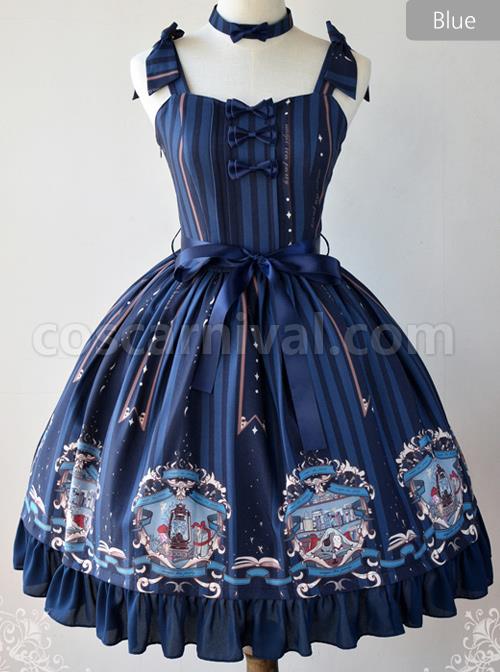Magic-Tea-Party-Bedtime-Book-Series-Printing-JSK-Classic-Lolita-Sling-Dress-coscarnival-3755