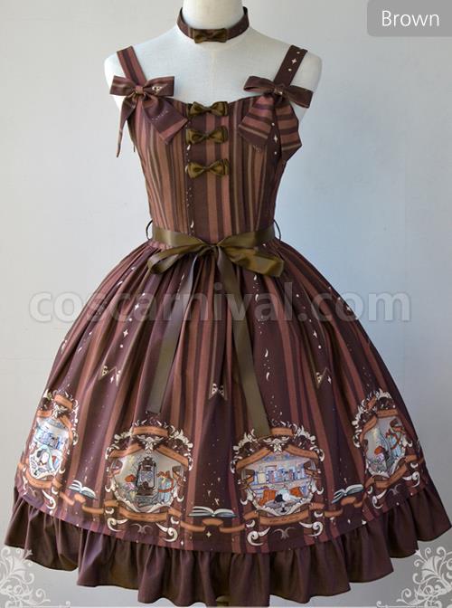 Magic-Tea-Party-Bedtime-Book-Series-Printing-JSK-Classic-Lolita-Sling-Dress-coscarnival-3762