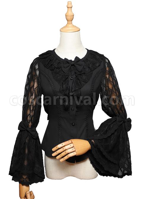 Magic Tea Party Breeze Alice Series Chiffon Bowknot Lace Ruffle Classic Lolita Long Sleeve Shirt coscarnival