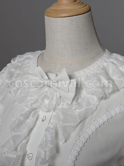 Magic Tea Party Breeze Alice Series Chiffon Bowknot Lace Ruffle Classic Lolita Long Sleeve Shirt coscarnival