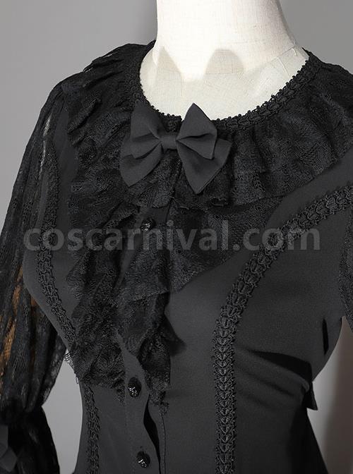 Magic Tea Party Breeze Alice Series Chiffon Bowknot Lace Ruffle Classic Lolita Long Sleeve Shirt coscarnival