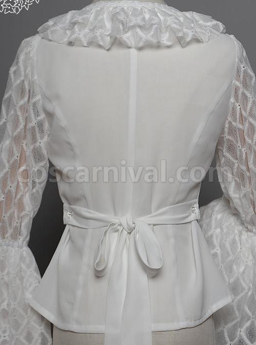 Magic Tea Party Breeze Alice Series Chiffon Bowknot Lace Ruffle Classic Lolita Long Sleeve Shirt coscarnival