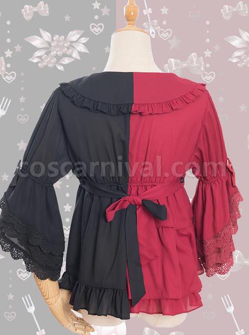 Magic Tea Party Chocolate Rabbit Series Two-color Sweet Lolita Trumpet Sleeve Shirt coscarnival