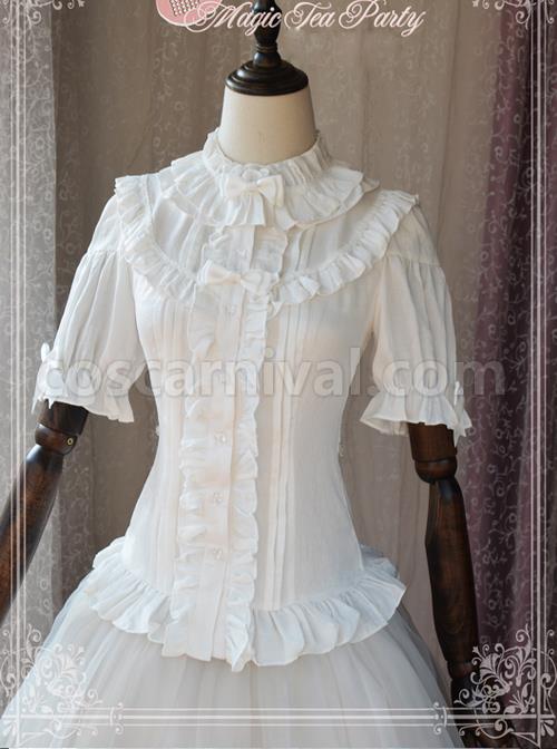 Magic Tea Party Composite Silk Satin Face Chiffon Classic Lolita Shirt coscarnival